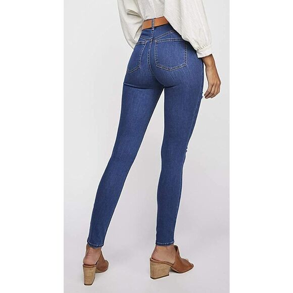 Free People Jeans Womens 26 Skinny Distressed Long‎ & Lean Jegging High Rise - Picture 2 of 13